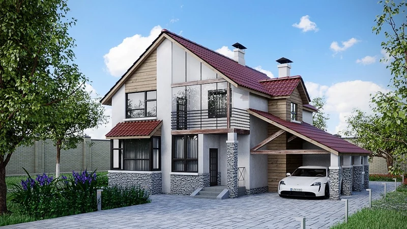 Two-storey family house with a carport